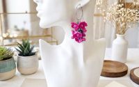 Cercei Statement "Fucsia Bloom" Flori Handmade din