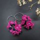 Cercei Statement "Fucsia Bloom" Flori Handmade din