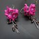 Cercei Statement "Fucsia Bloom" Flori Handmade din