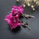 Cercei Statement "Fucsia Bloom" Flori Handmade din