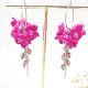 Cercei Statement "Fucsia Bloom" Flori Handmade din