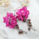 Cercei Statement "Fucsia Bloom" Flori Handmade din