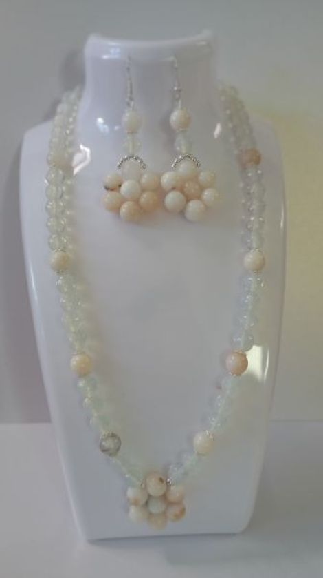 Set alb cu Opal african si argint