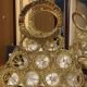 Geanta de seara handmade aurie cu perle