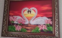 Tablou cu mrgele Lebede