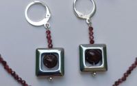 Set bijuterii cu Granat Hematit si tortite placat