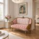 Sofa baroc din lemn masiv cu tapiterie roz 