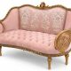 Sofa baroc din lemn masiv cu tapiterie roz 