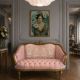 Sofa baroc din lemn masiv cu tapiterie roz 