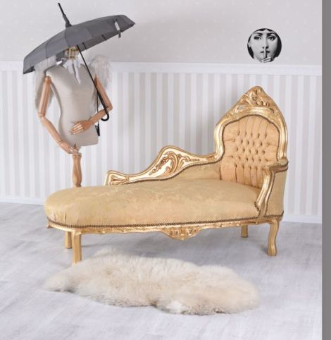 Sofa baroc din lemn masiv auriu cu tapierie aurie