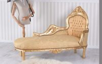 Sofa baroc din lemn masiv auriu cu tapierie aurie