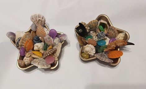 Decoratiune stea scoici melci sticla colorata mari