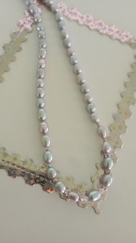 Colier perle de cultura gri si argint 925