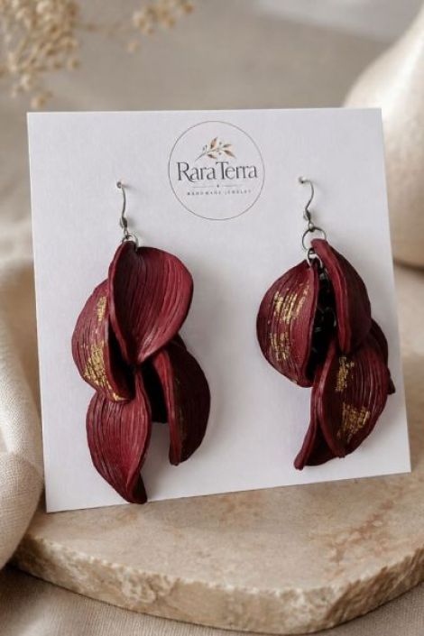 Cercei statement Botanica Velvet WineRaraTerra