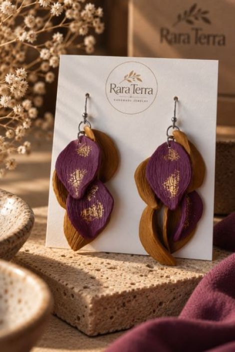 Cercei statement Botanica Plum Ochre
