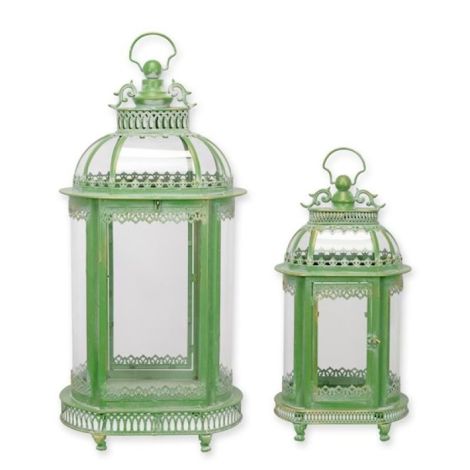 Set doua felinare din metal antik green