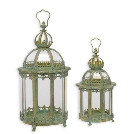 Set doua felinare din metal antik green