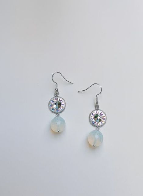 Cercei cu Opalit fatetat si cristale Swarovski