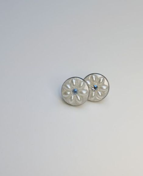 Cercei Floare alba cu cristal Swarovski