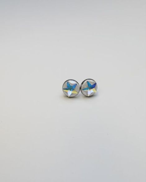 Cercei Steluta argintie Swarovski