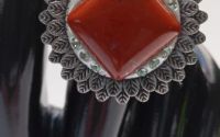 Inel floare cu Jasp rsu si Swarovski