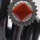 Inel floare cu Jasp rsu si Swarovski