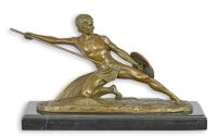 Razboinic cu sulita-statueta din bronz 