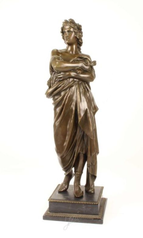 Augustus-statueta din bronz cu un soclu marmura