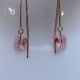 Cercei lungi roze cu fluturas Swarovski