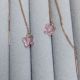 Cercei lungi roze cu fluturas Swarovski
