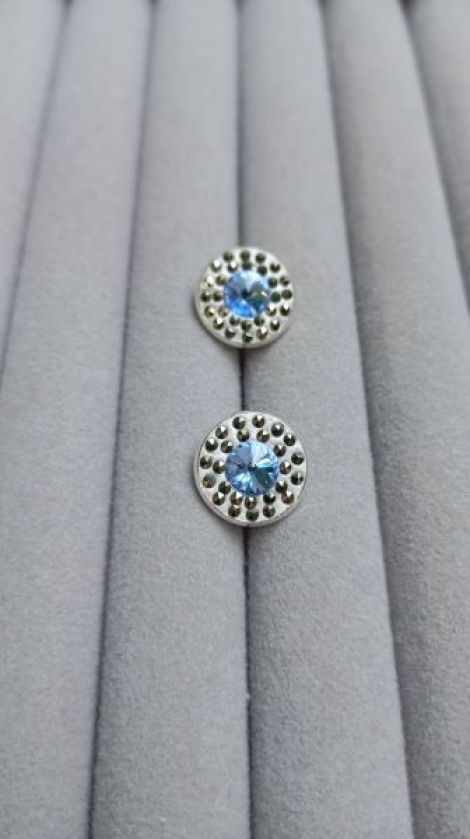 Cercei Swarovski Blue Saphhire si marcasite