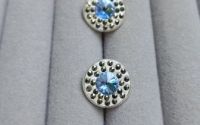 Cercei Swarovski Blue Saphhire si marcasite