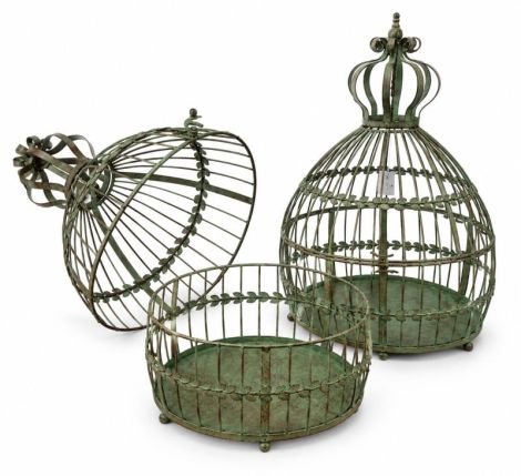 Set doua colivii din fier forjat antik green