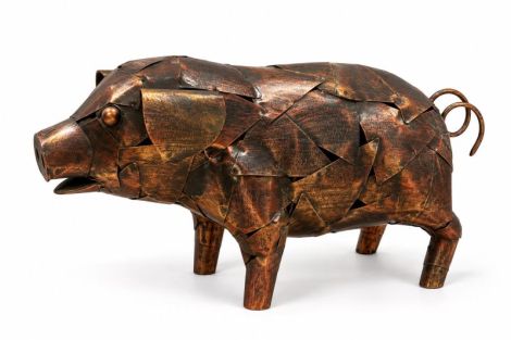 Decoratiune porc din metal pentru gradina