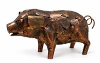 Decoratiune porc din metal pentru gradina