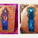 Jurnal B5 handmade cu vitraliu gotic i relief 3D