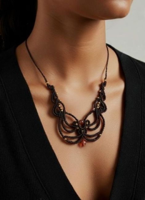 Colier macrame reglabil cu sardonyx