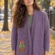 Cardigan mov cu vulpe