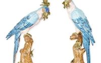 Set doua sfesnice papagal din portelan cu bronz