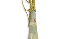 Carafa Art Nouveau din portelan cu bronz