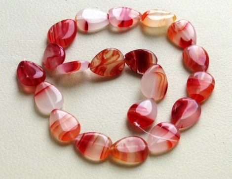 Agate lacrima plata alb si rosu - 20x15mm