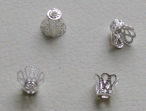 Capac margele filigranat si argintat - 8x8mm