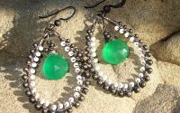 Cercei Argint 925 oxidat-Apple Green Quartz-Cehia