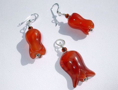 Set Argint 925 cu Lalele din Agata Carnelian
