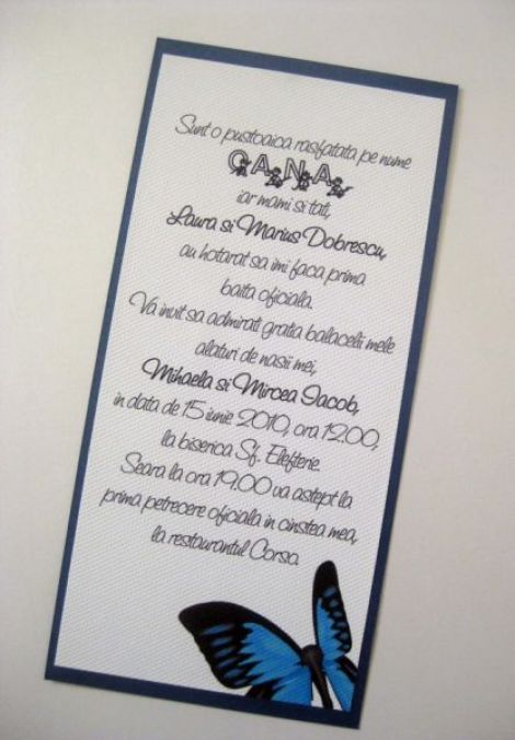 Invitatie botez Blue Butterfly