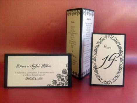 Set meniu  place card  numar masa GREY DAMASK