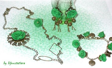 set trandafiri verzi vintage