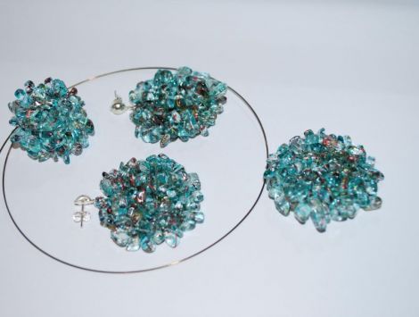 S-0092 - Set din pietre imitatie topaz pictate aur