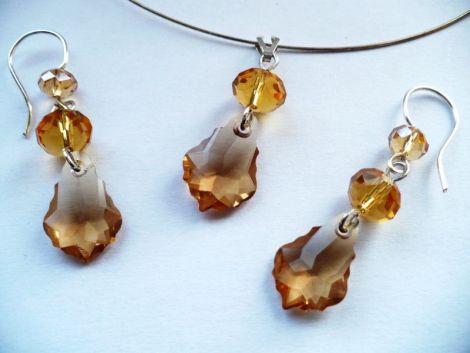 Sw-0017 Set Swarovski Baroque Light Colorado Topaz