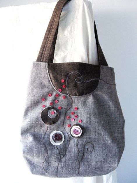 Geanta mare femei Button flowers